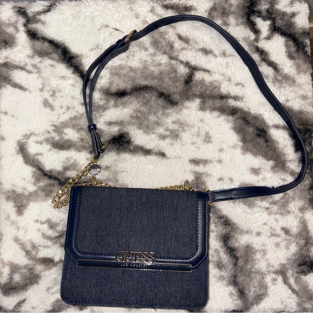 GUESS Navy Blue Denim Crossbody Bag